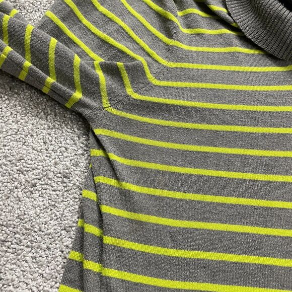 One A Sweater Womens Large Gray Yellow Striped Cowl Neck Long Sleeve Knit Casual - Picture 4 of 12